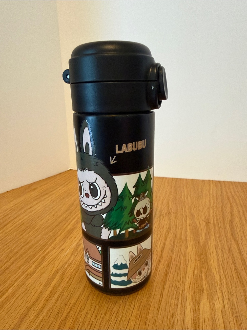 LABUBU Black Cartoon Stainless Steel Travel Bottle